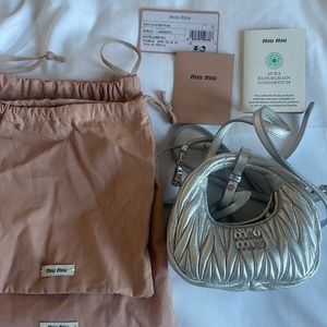 Miu miu micro wander bag in silver